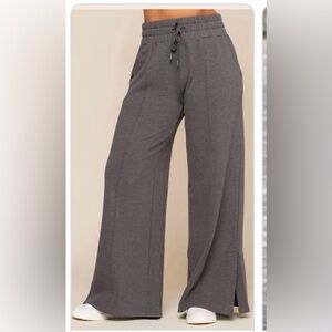 POPFLEX Ooey Gooey Wide-Leg Pull-On Pants in Charcoal - M petite